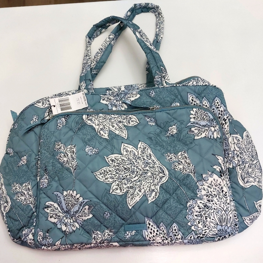Vera Bradley Performance Twill Grand Weekender Tiger Lily Blue Oar NWT